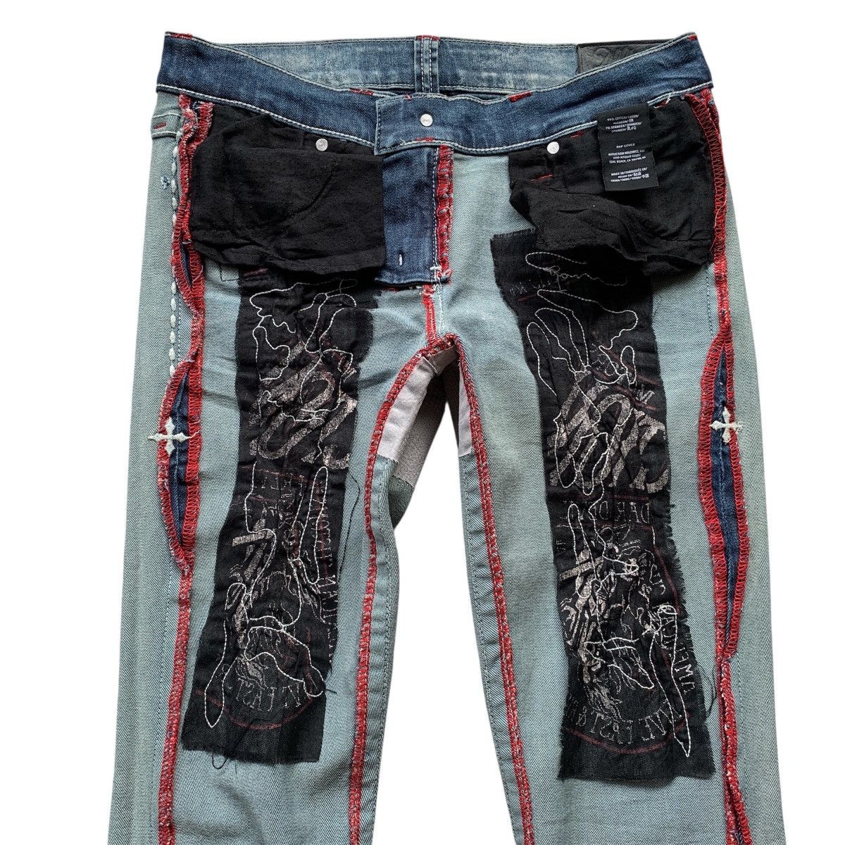 Le Grande Bleu (L.G.B.) Distressed Affliction Flared Jeans LGB Ifsix GOA Style Size US 29 - 17 Thumbnail