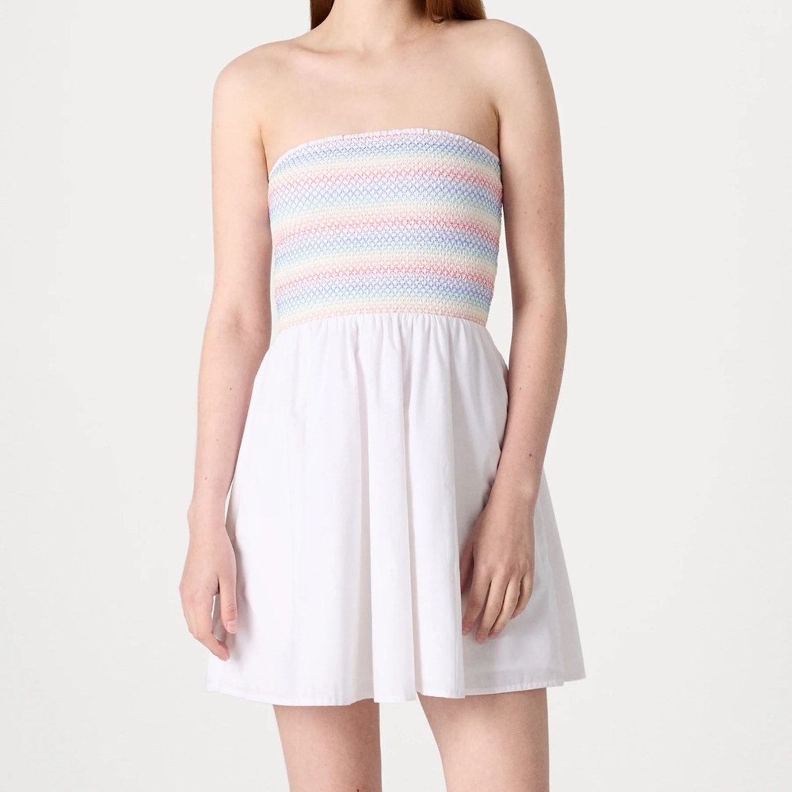 NEW ABERCROMBIE White Rainbow Strapless Tank Top Mini Dress