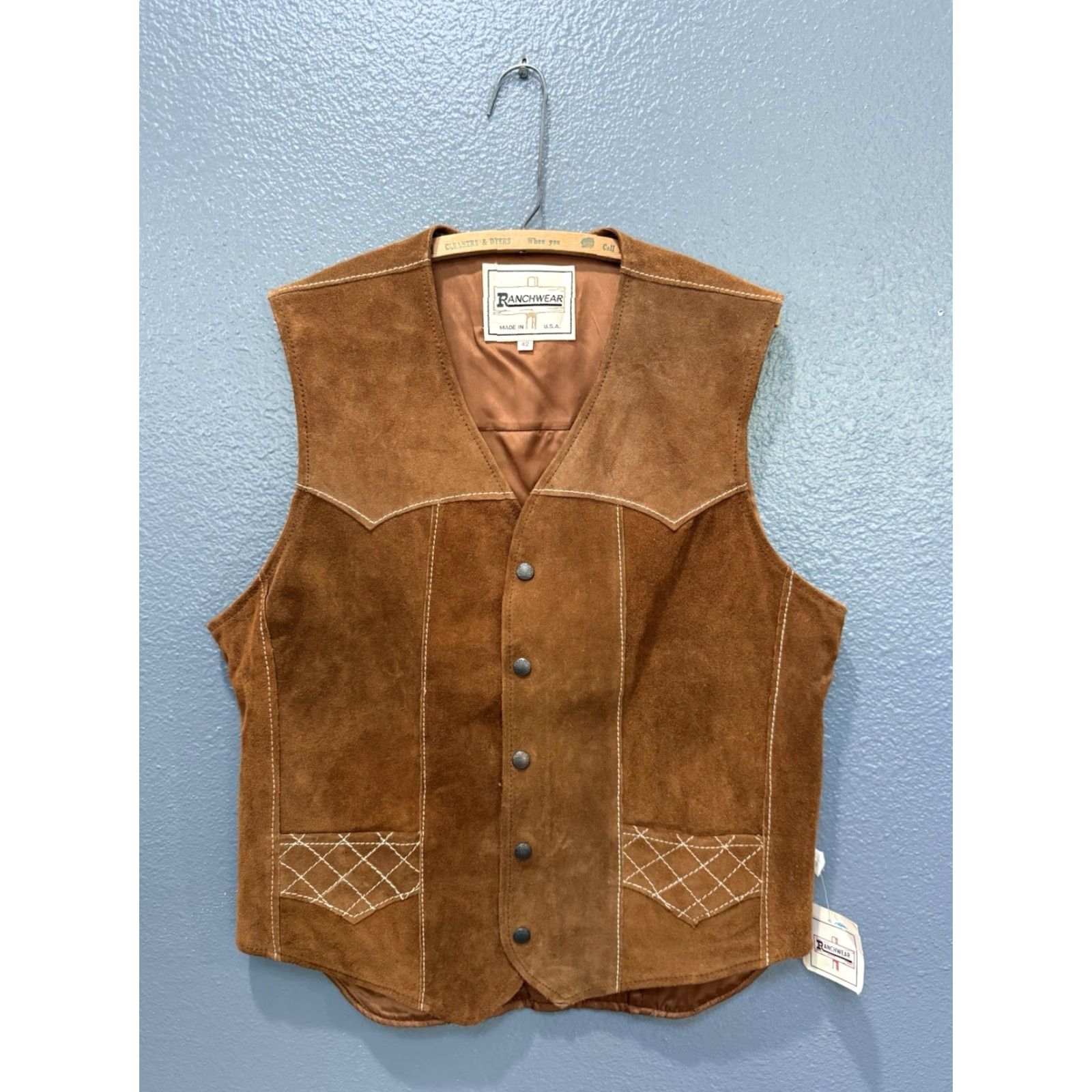 J Brand VINTAGE Brand New Western USA Made Leather Suede Vest 42 Brown Men 80s Ranchwear Size US XS / EU 42 / 0 - 4 Thumbnail