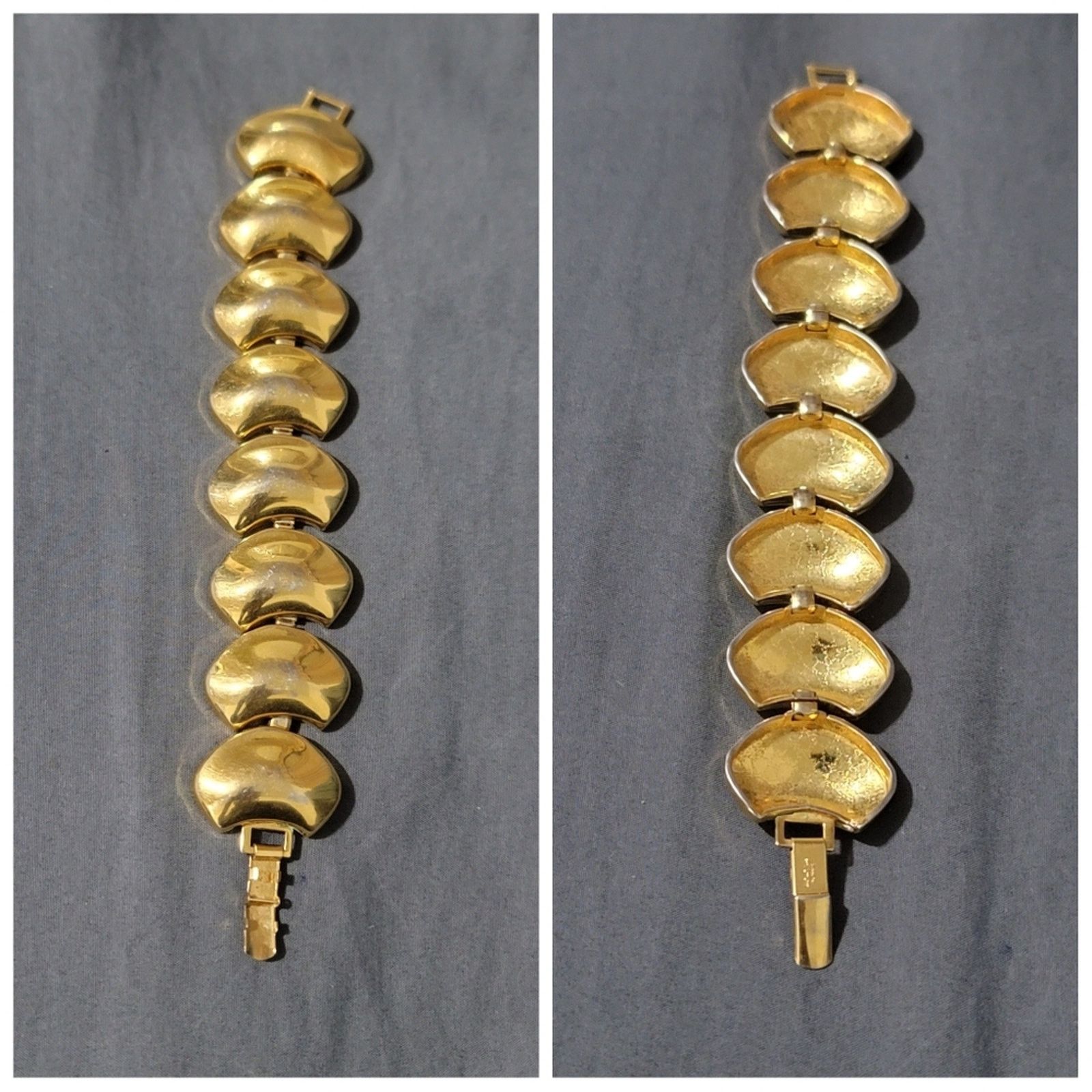 The Unbranded Brand Vtg Napier Signed Half Moon Gold Tone Bracelet Size ONE SIZE - 1 Thumbnail