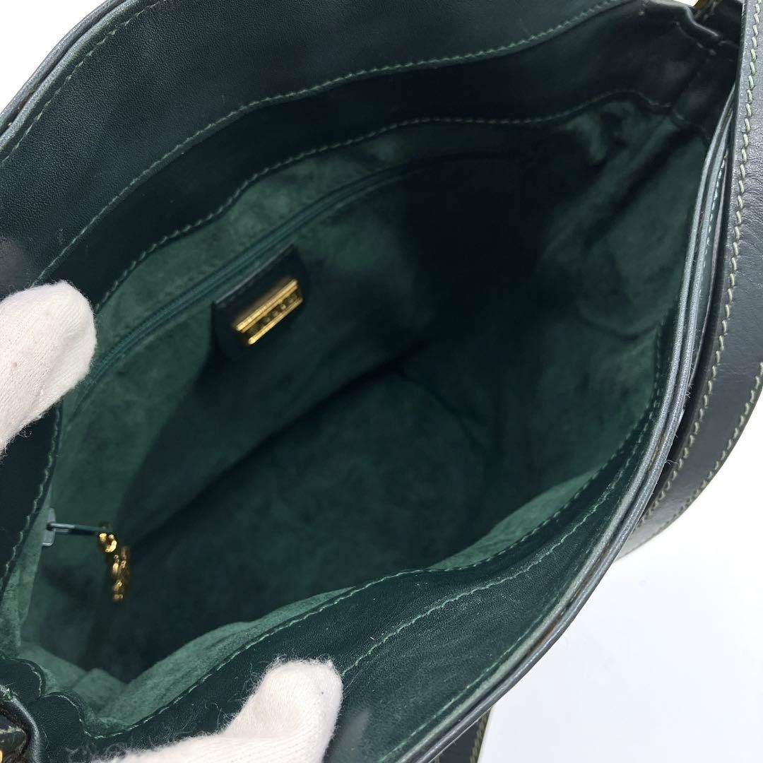 Gucci Gucci Green Suede Leather Bucket Crossbody Bag Gold Hardware Size ONE SIZE - 11 Thumbnail