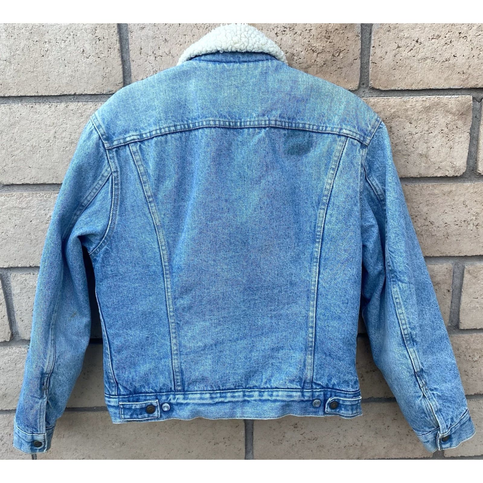 Levi's VINTAGE Levi’s Trucker Denim Jacket Orange Tab Made in USA 42 Sherpa Lined Western Quilted Nylon Sleeves Mens Size US XS / EU 42 / 0 - 7 Thumbnail