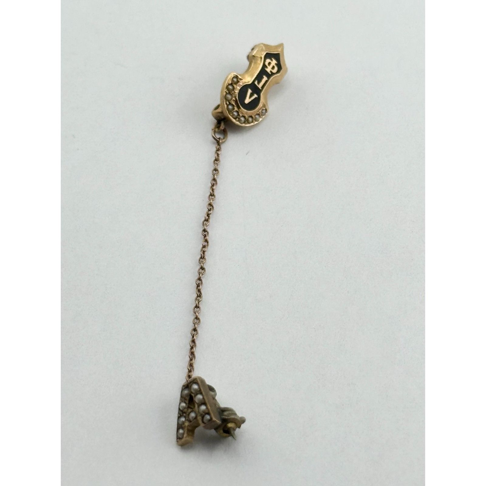 Vintage Vintage 14k Seed Pearl Black Enamel Fraternity badge chapter Size ONE SIZE - 7 Thumbnail