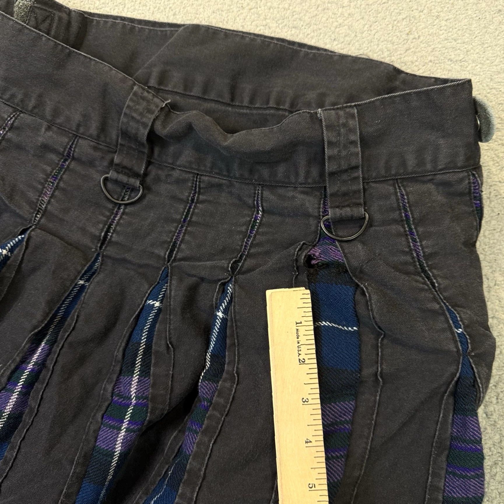 Vintage UFS Kilt Mens 46 Black Blue Purple Tartan Gothic Cotton Pockets Buckle Cargo Workwear Casual Travel Size US 30 / EU 46 - 7 Thumbnail