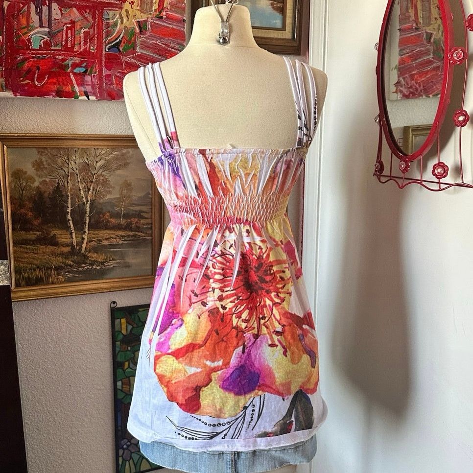 Other nib white pink orange floral babydoll tank top Size M / US 6-8 / IT 42-44 - 2 Thumbnail