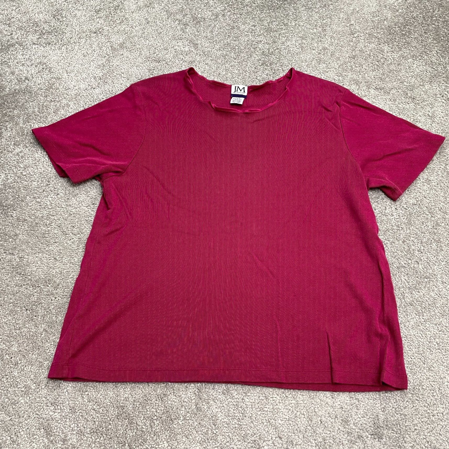 JM Collection JM Collection Basic T-Shirt Womens Large Red Crew Neck Short Sleeve Casual Size L / US 10 / IT 46 - 2 Thumbnail
