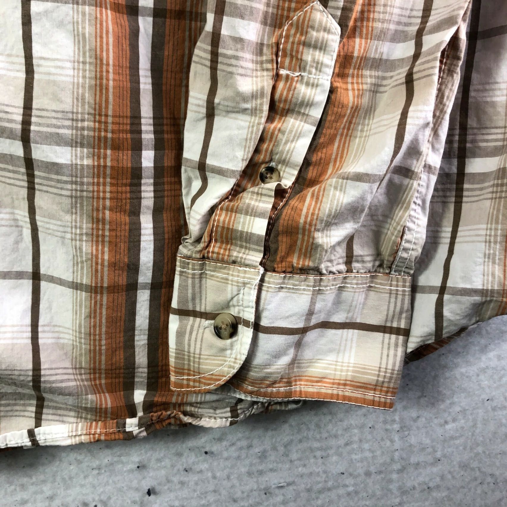 Vintage Ruff Hewn Well Worn Shirt Long Sleeve Button-Up Brown Plaid Point Collar Mens XXL Regular Cotton Vintage: No Size US XXL / EU 58 / 5 - 3 Thumbnail