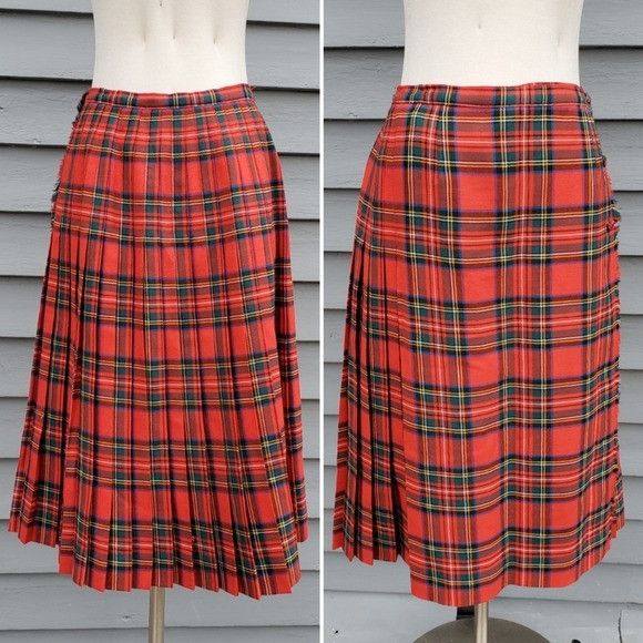 Designer × Vintage Vintage 90s y2k School Girl Wool Kilt Tartan Plaid Skirt Size 27" / US 4 / IT 40 - 8 Thumbnail