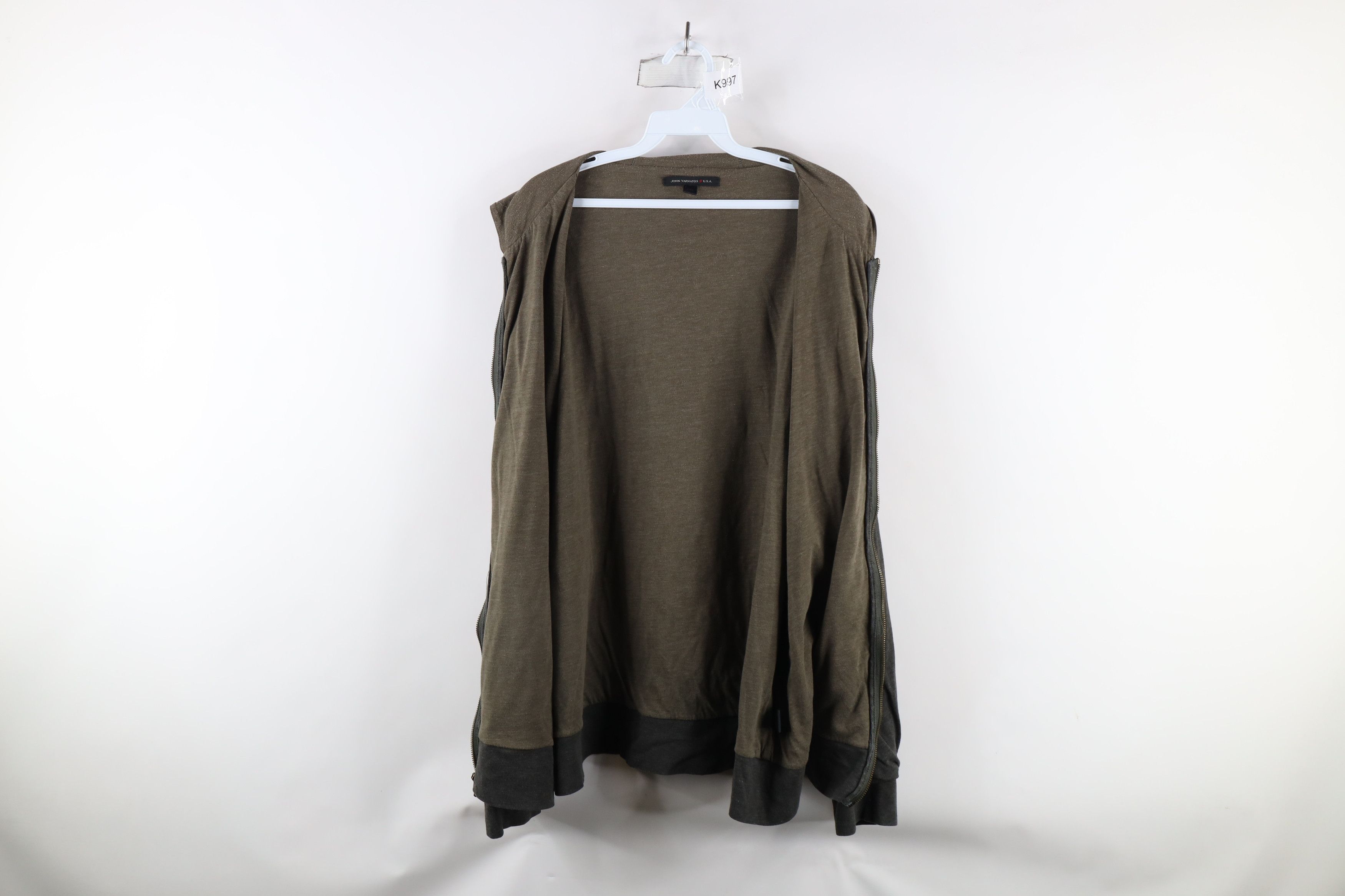 John Varvatos × Vintage John Varvatos USA Blank Jersey Knit Full Zip Hoodie Gray Size US XXL / EU 58 / 5 - 8 Thumbnail