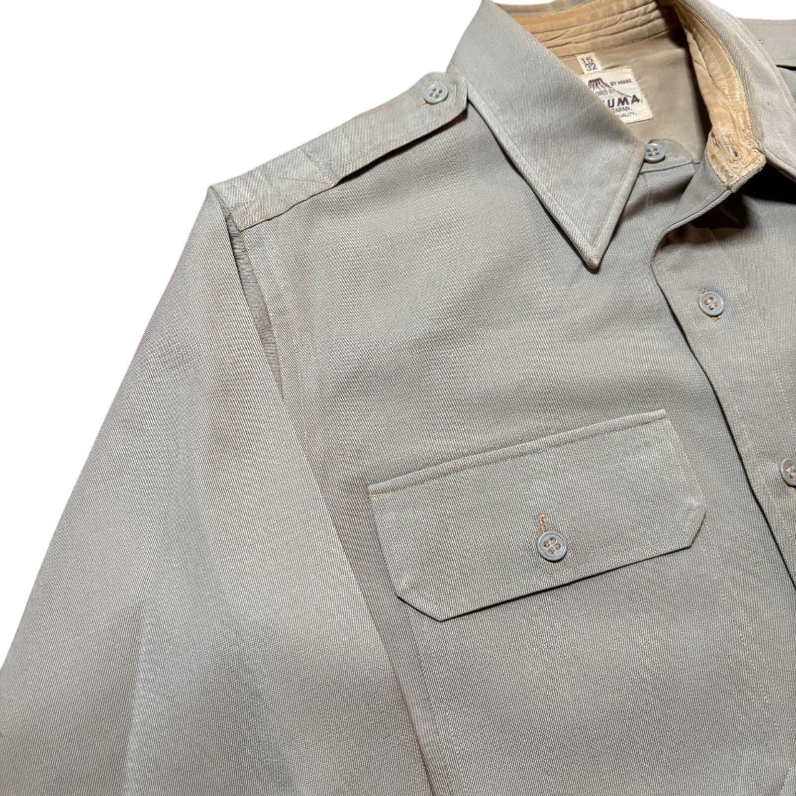 Vintage Vtg Chikuma Japanese Cotton Rayon Gabardine Uniform Shirt Size US L / EU 52-54 / 3 - 4 Thumbnail