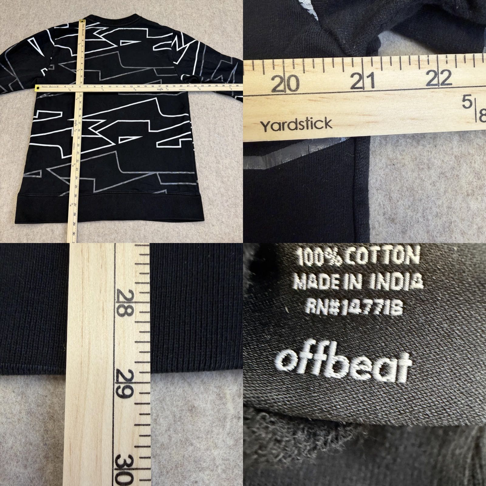 Gloverall Offbeat Mens XL Black Sweatshirt Allover Graphic Fleece Pullover Logo Crewneck Size US XL / EU 56 / 4 - 8 Thumbnail