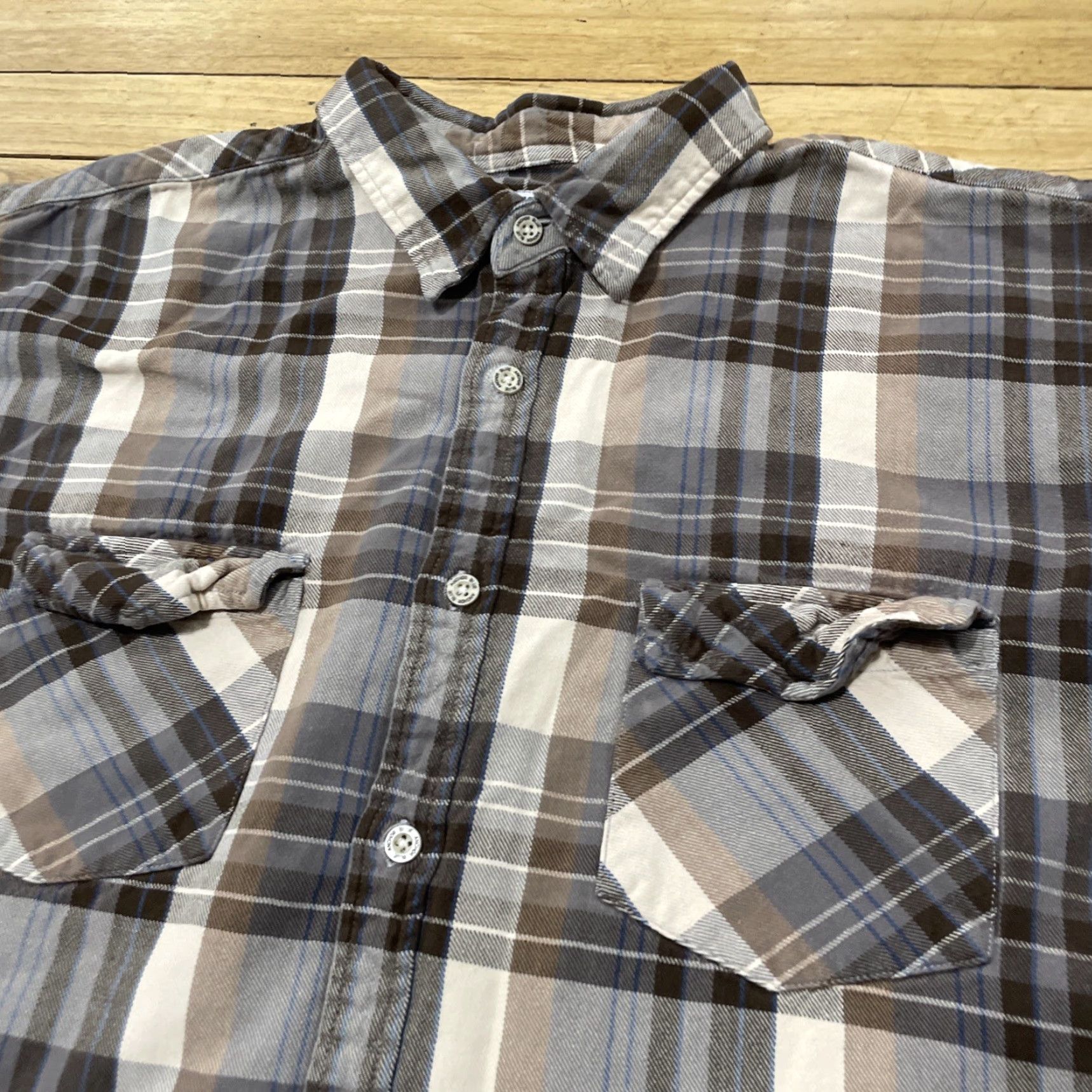 Anchor Blue VINTAGE Anchor Blue Button-Up Shirt Men XL Brown Cream Plaid Flannel Western 90s Y2K Skate Caps? Size US XL / EU 56 / 4 - 4 Thumbnail