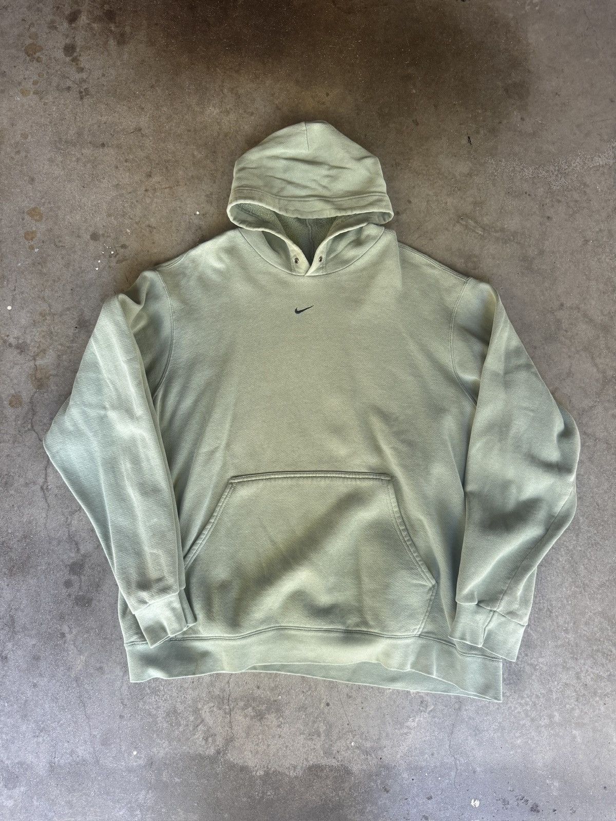 Nike Vintage 00's Nike Mini Center Swoosh Matcha Green Hoodie Size US XL / EU 56 / 4 - 2 Thumbnail