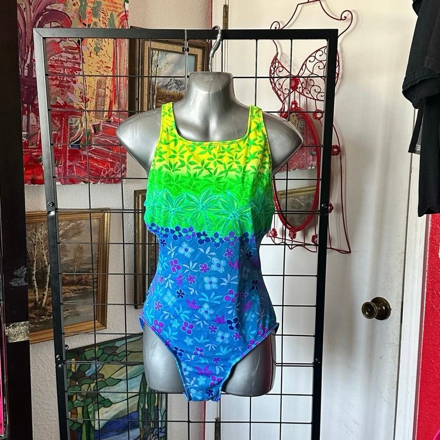 Other kathy ireland green blue neon floral one piece swimsuit Size ONE SIZE - 1 Thumbnail