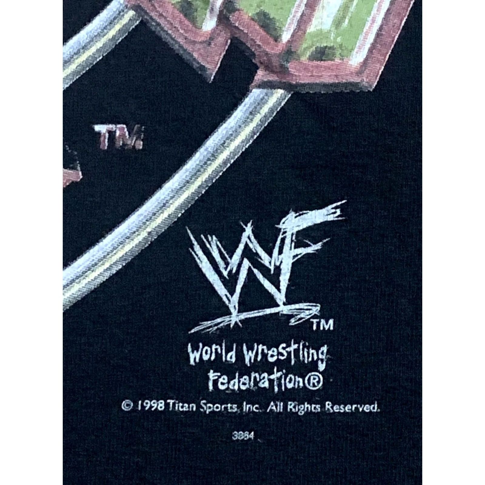 Vintage VINTAGE 1998 The Rock Shirt XL Titan Alstyle Mankind Stone Cold Undertaker WWF T-Shirt Men Crew Neck Short Sleeve Black Cotton Logo 90s Wrestling Size US XL / EU 56 / 4 - 6 Thumbnail