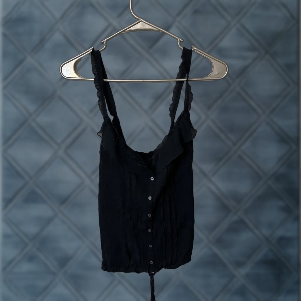 Abercrombie & Fitch Abercrombie & Fitch Tank Shirt Navy Blue L Women Cotton Tank Top Button Down Sheer Vintage? No, Solid Size L / US 10 / IT 46 - 1 Thumbnail