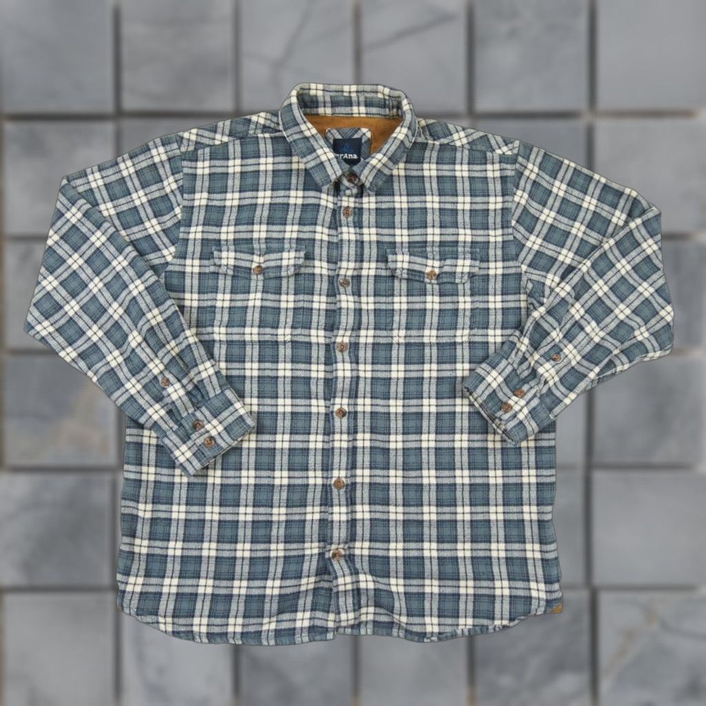 Prana VINTAGE prAna Men's Shirt XL Blue Flannel Plaid Long Sleeve Casual Outdoors All Seasons Size US XL / EU 56 / 4 - 1 Thumbnail