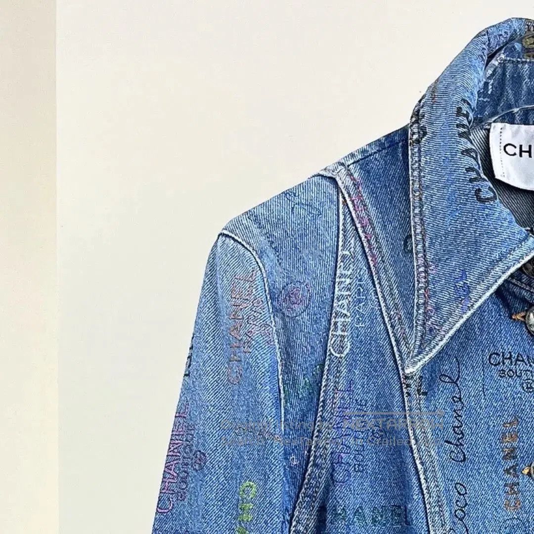Chanel Chanel 22P Logo Denim Jacket. Size XXS / US 00 / IT 34 - 4 Thumbnail
