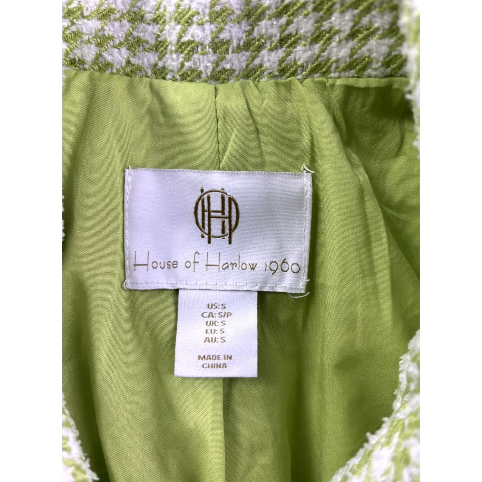 Vintage VINTAGE House of Harlow 1960 Blazer Womens Small Green Tweed Double Breasted Check Size S / US 4 / IT 40 - 2 Thumbnail