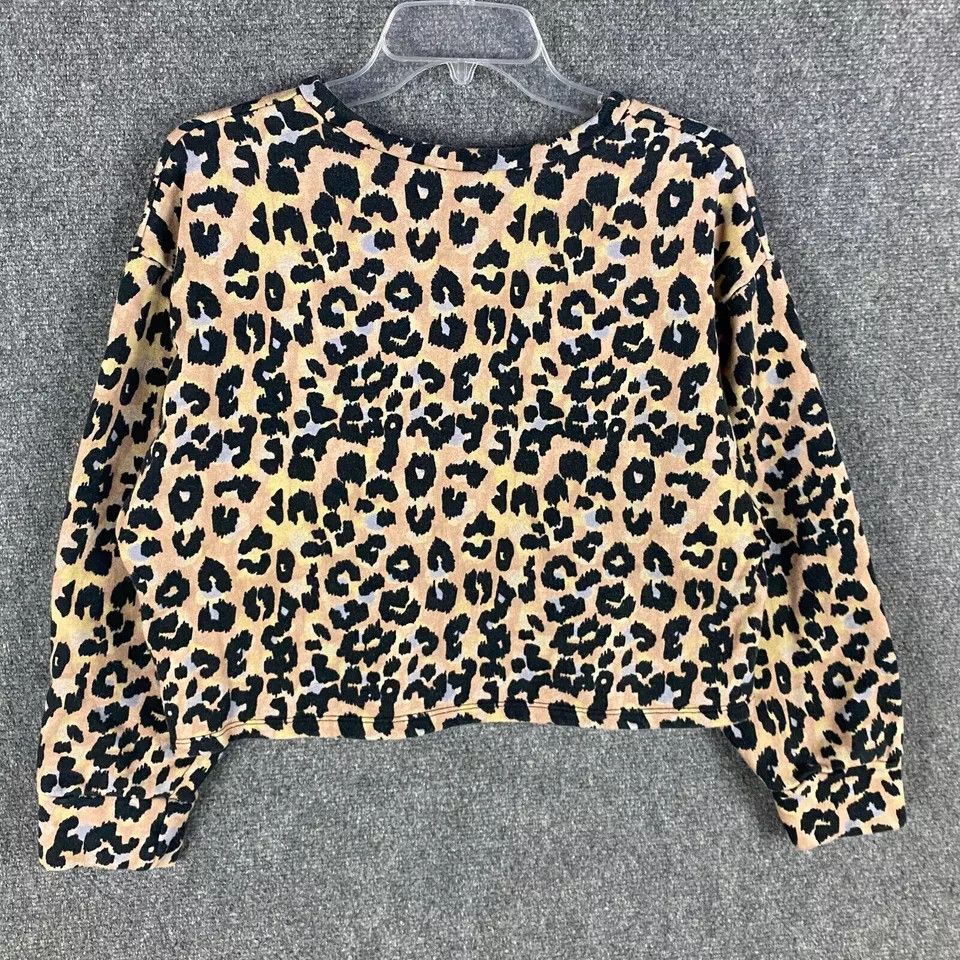 Zara Zara Sweatshirt Women's Cropped Cheetah Print Pullover L Size L / US 10 / IT 46 - 6 Thumbnail