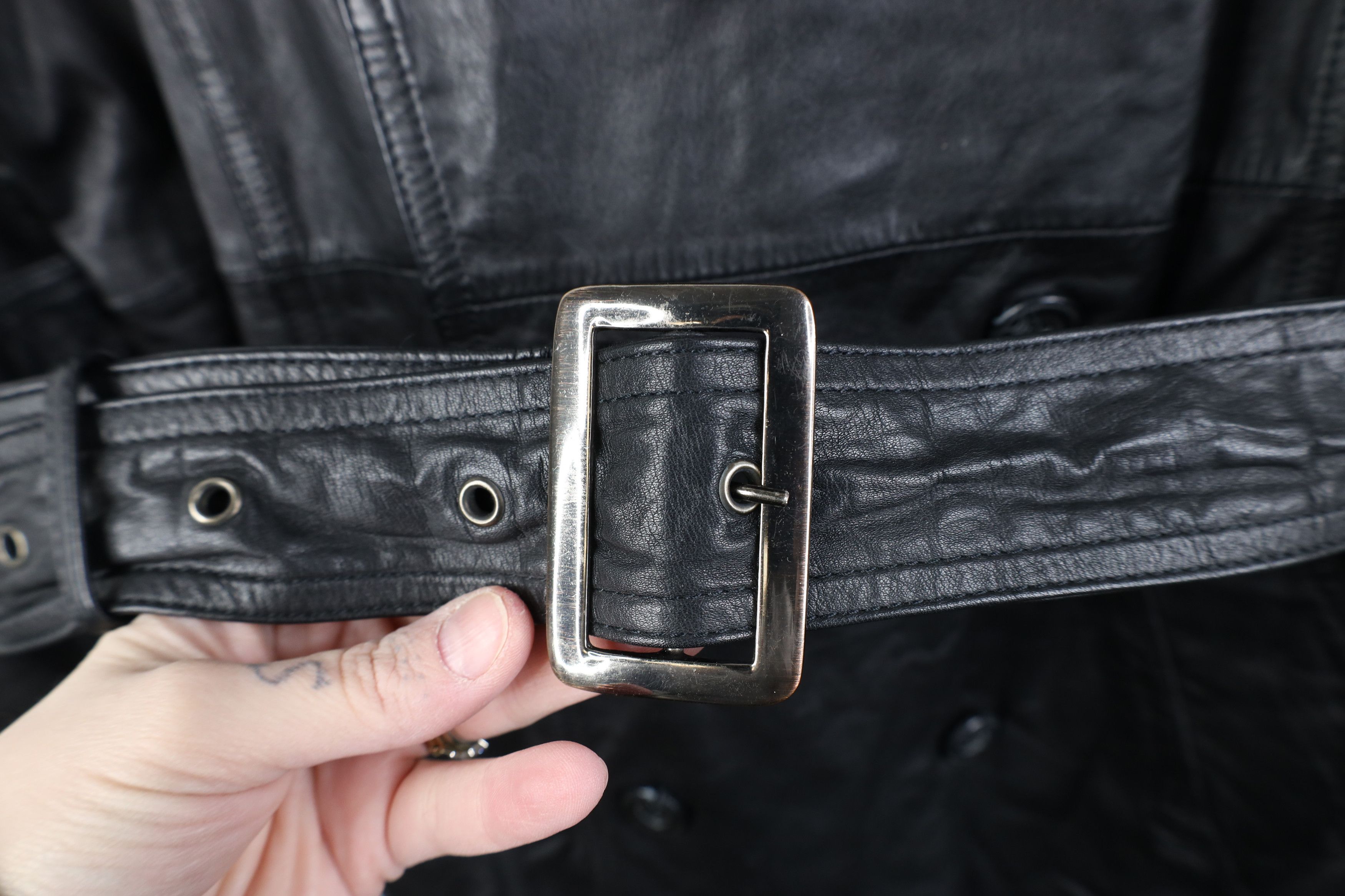Vintage Vintage 70s Streetwear Breasted Leather Belted Trench Coat Size US XXL / EU 58 / 5 - 5 Thumbnail