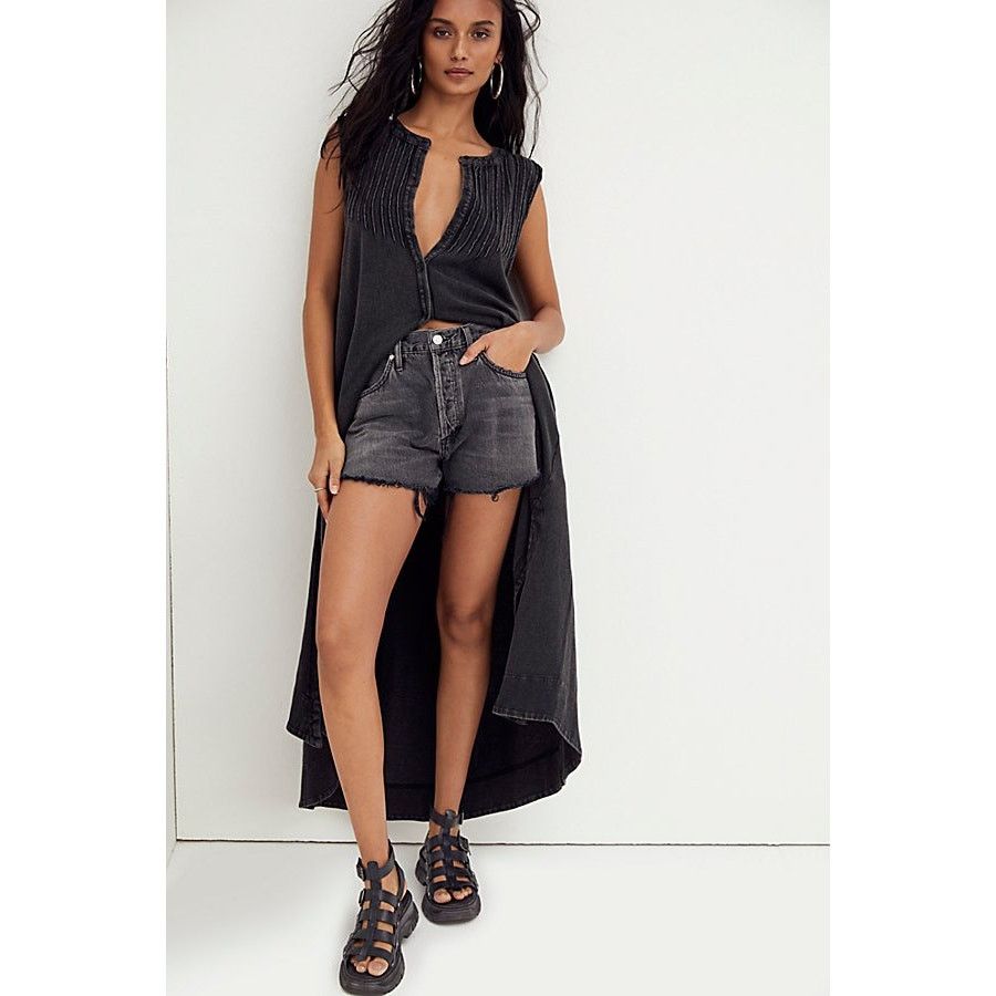 New Pintucked Knit Button Midi Tunic Dress Top $118 XS