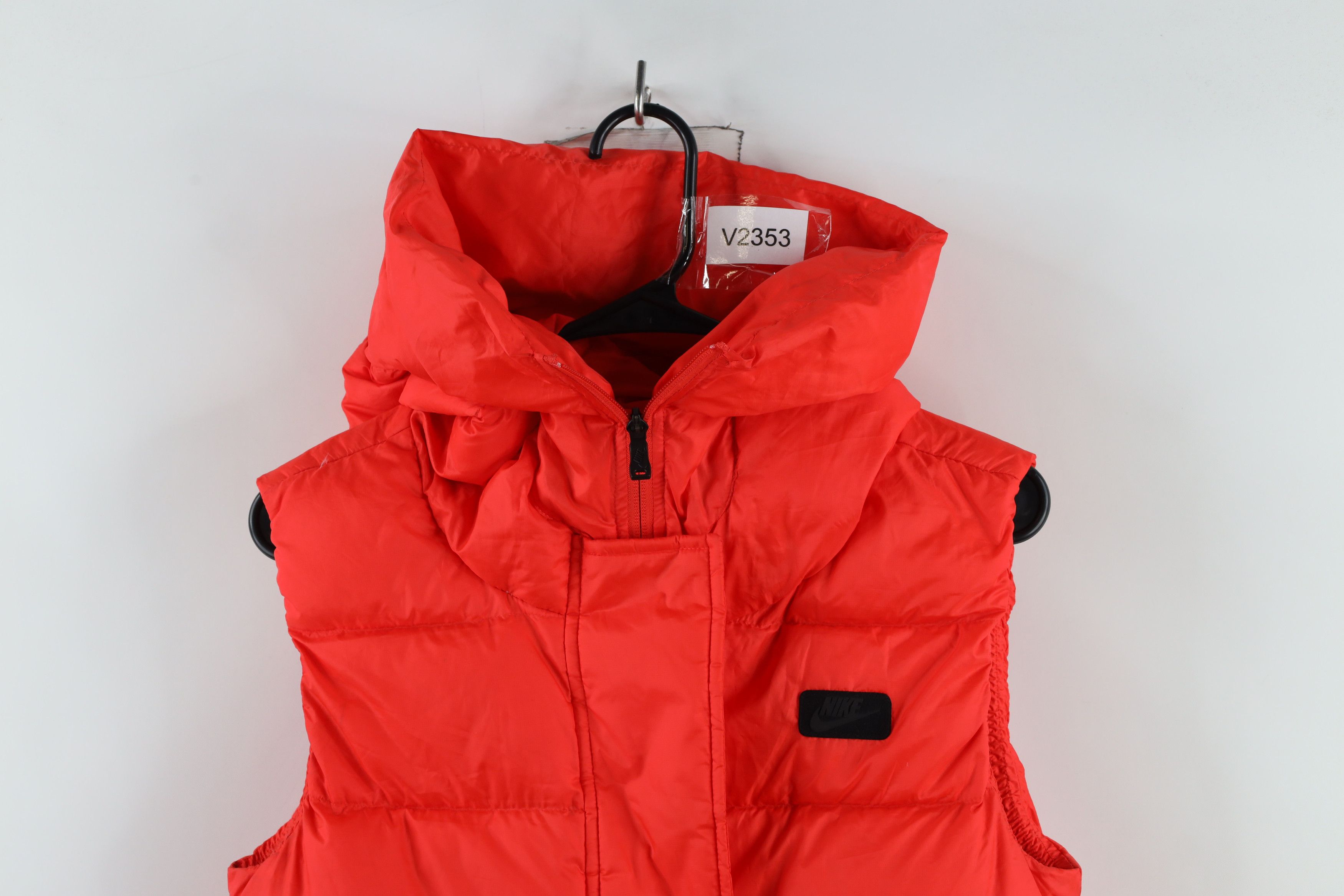 Nike × Vintage Nike Out Box Logo Duck Down Hooded Puffer Vest Jacket Red Size S / US 4 / IT 40 - 2 Thumbnail