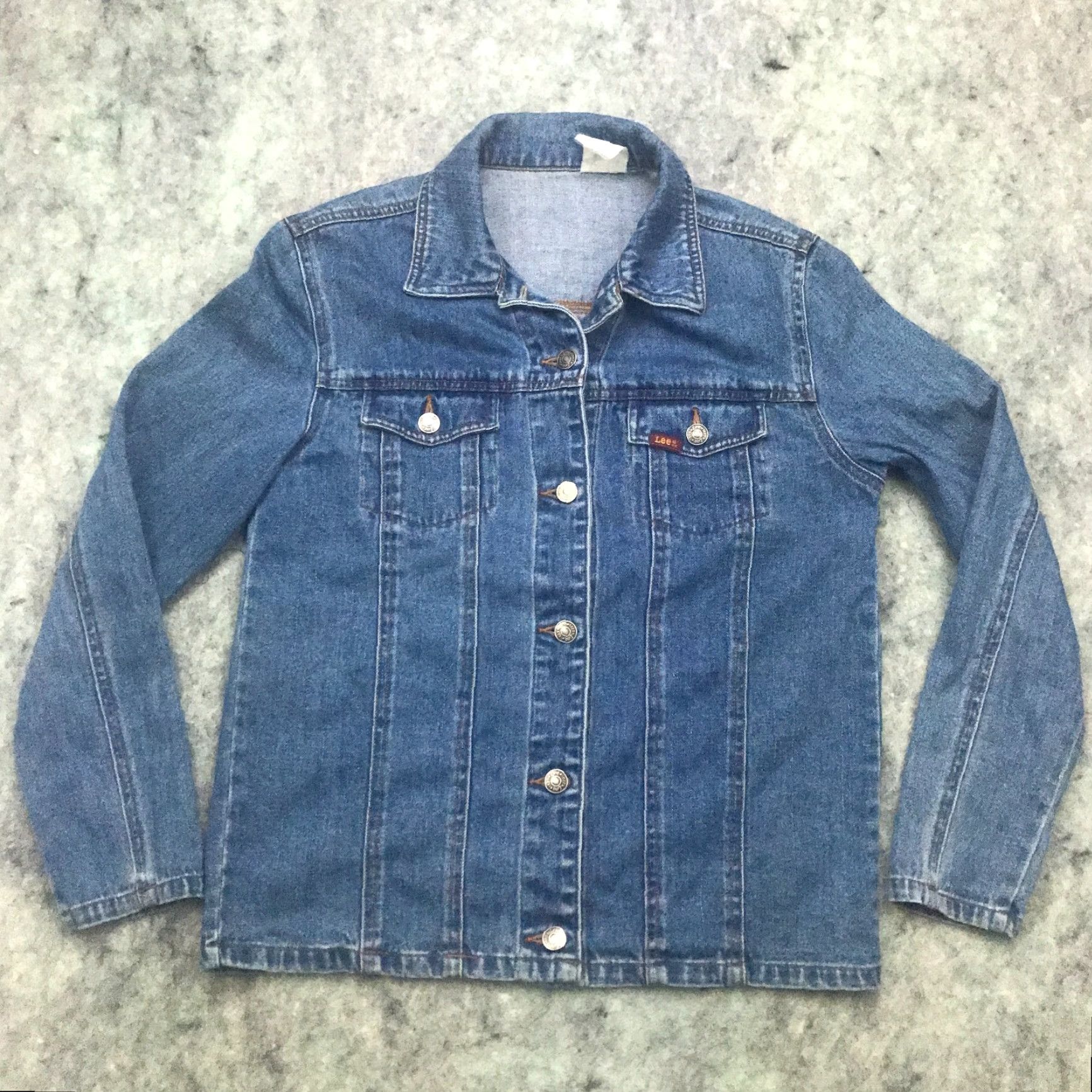 Lee VINTAGE Lee Jean Jacket Womens Medium Blue Denim MR Trucker Coat Size 32" / US 10 / IT 46 - 3 Thumbnail