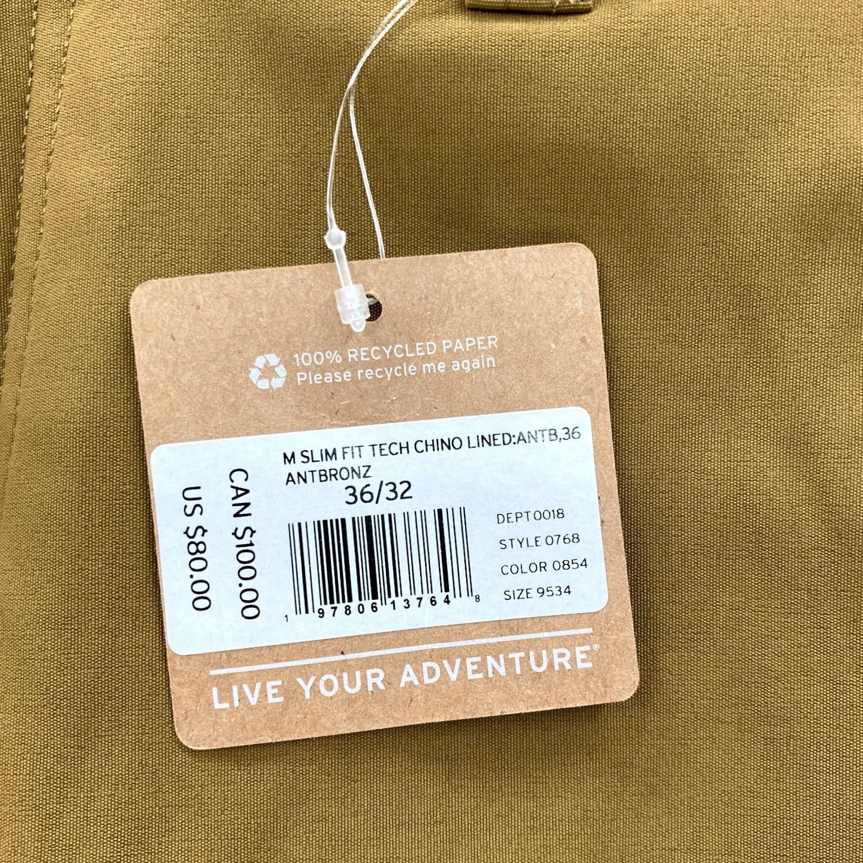 Eddie Bauer Eddie Bauer Fleece Lined Tech Chino Pants Mens 36x32 Slim Brown Hiking Camp Chino Pants Mens 36x32 Brown Eddie Bauer Tech Chino Size US 36 / EU 52 - 4 Thumbnail