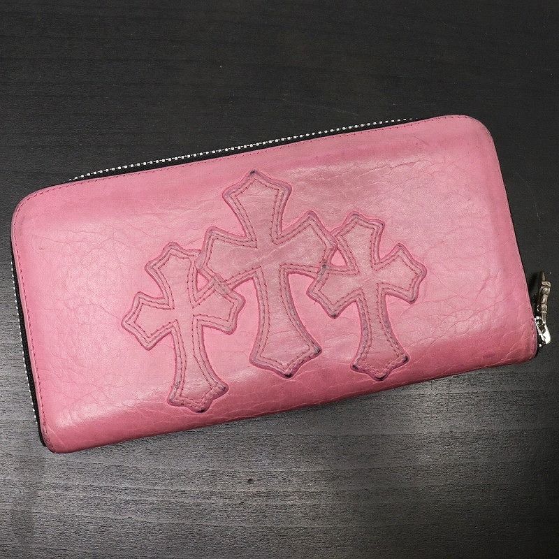 image of Chrome Hearts Triple Cross Patch Rec Wallet in Pink, Men's
