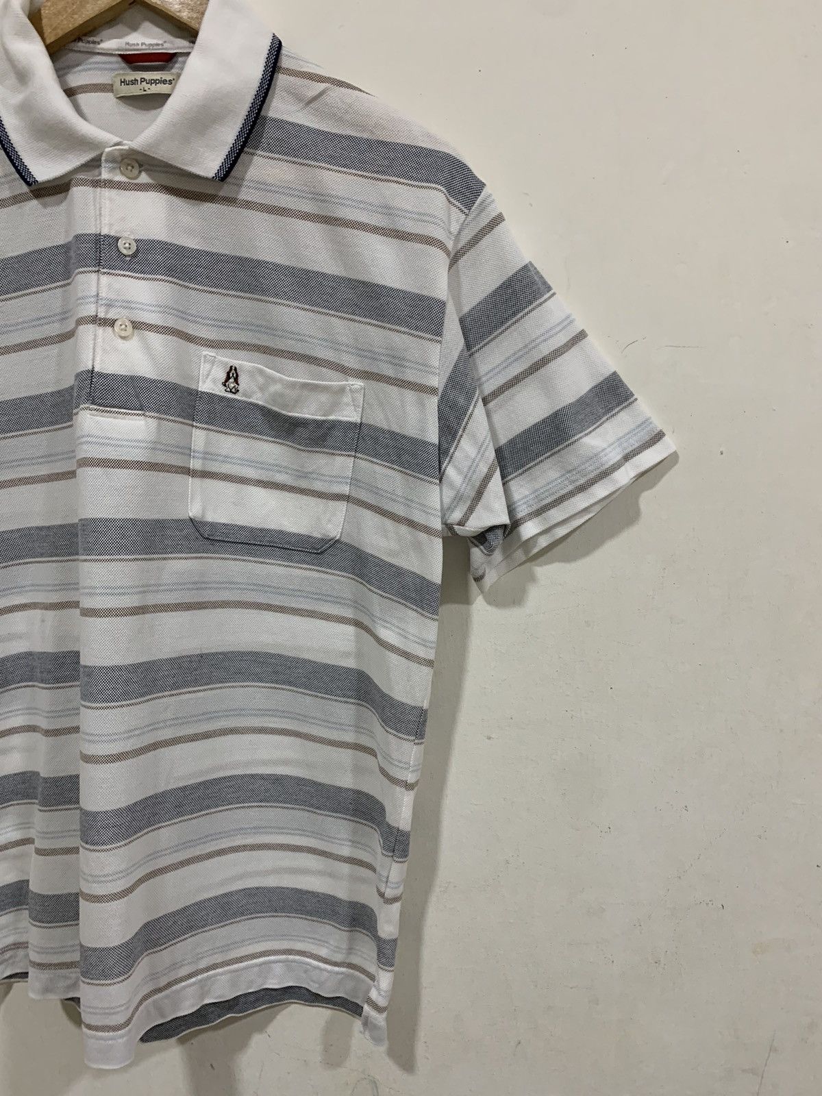 Designer Hush puppies shirt size L Large White Stripes Size US L / EU 52-54 / 3 - 2 Thumbnail
