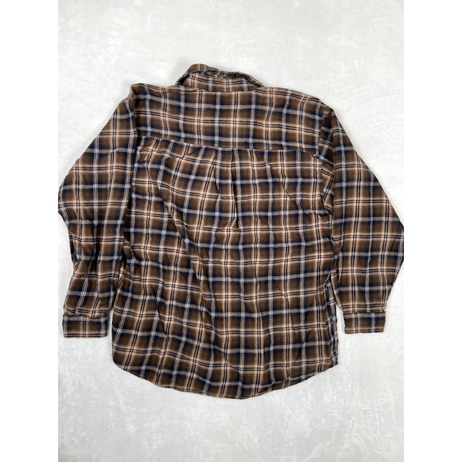 Wrangler Wrangler Rugged Wear Shirt Mens XL Brown Plaid Flannel Button Up Western Size US XL / EU 56 / 4 - 6 Thumbnail