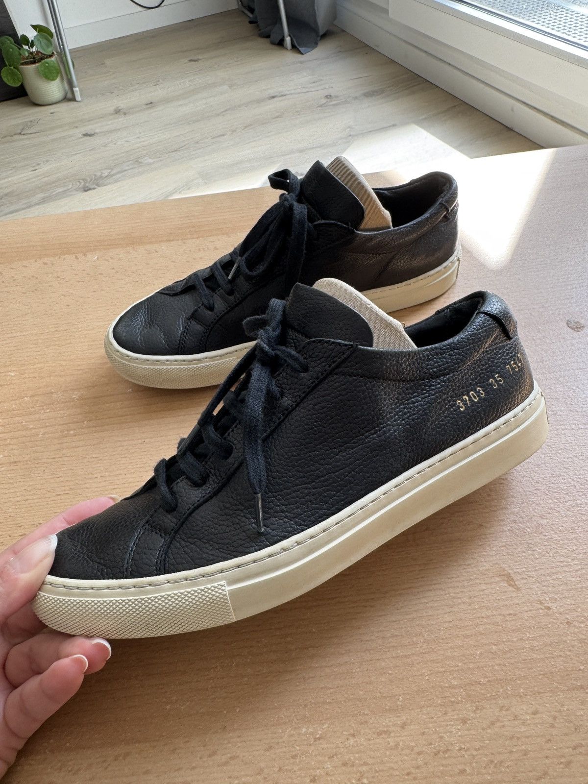 Common Projects Common Projects Achilles Low – Black Leather Size US 4 / IT 34 - 1 Thumbnail