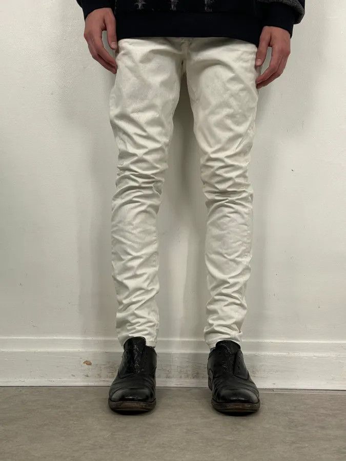 Maison Margiela 2012 Maison Margiela H&P White Cracked Painted Slim Jeans Size US 32 / EU 48 - 2 Thumbnail