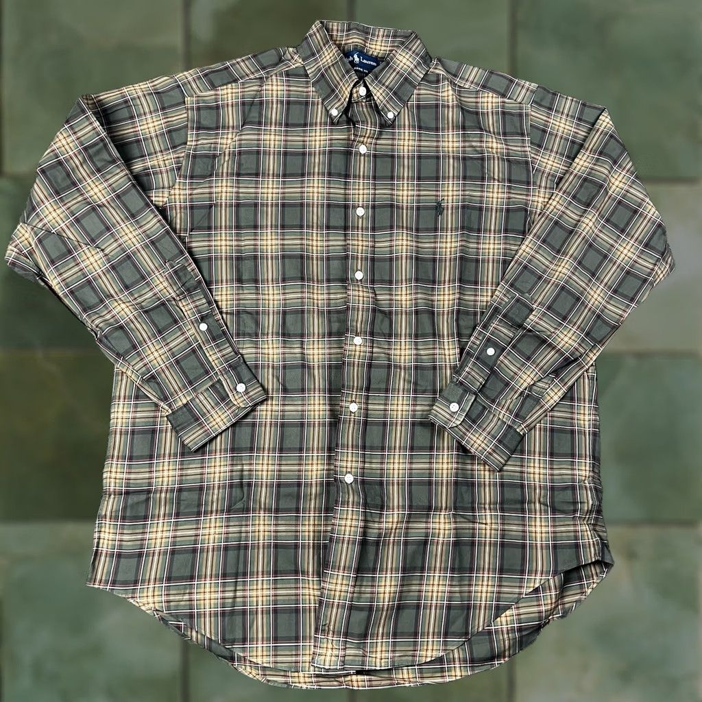 Ralph Lauren Ralph Lauren Button Down Shirt Mens Large Green Plaid Pony Classic Fit Cotton Size US L / EU 52-54 / 3 - 1 Thumbnail
