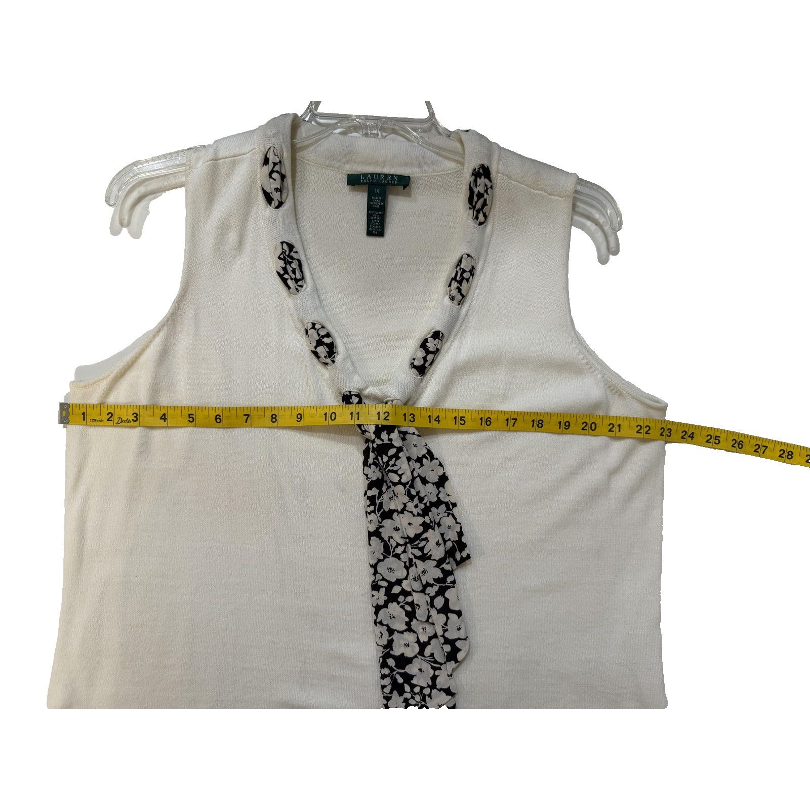 Lauren Ralph Lauren Lauren Ralph Lauren Top Women 1X White Blk Floral Silk Scarf Size XL / US 12-14 / IT 48-50 - 7 Thumbnail