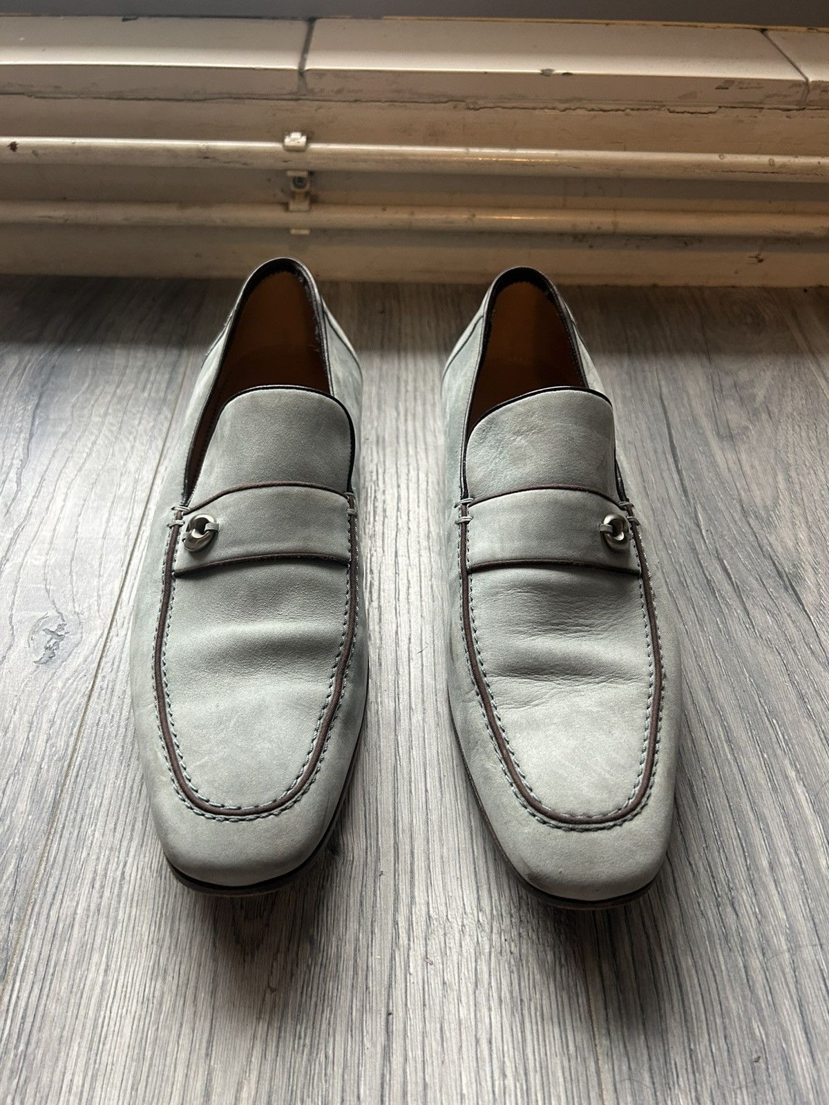 Gucci Gucci Light Blue Suede Loafers with Metal Accent - Size 43E Size US 10 / EU 43 - 2 Thumbnail