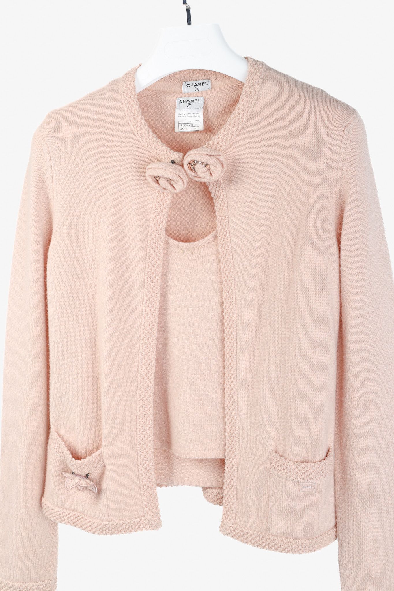 Chanel Chanel SS/05 Light Pink Cashmere Rosette Sweater Twinset Size M / US 6-8 / IT 42-44 - 3 Thumbnail