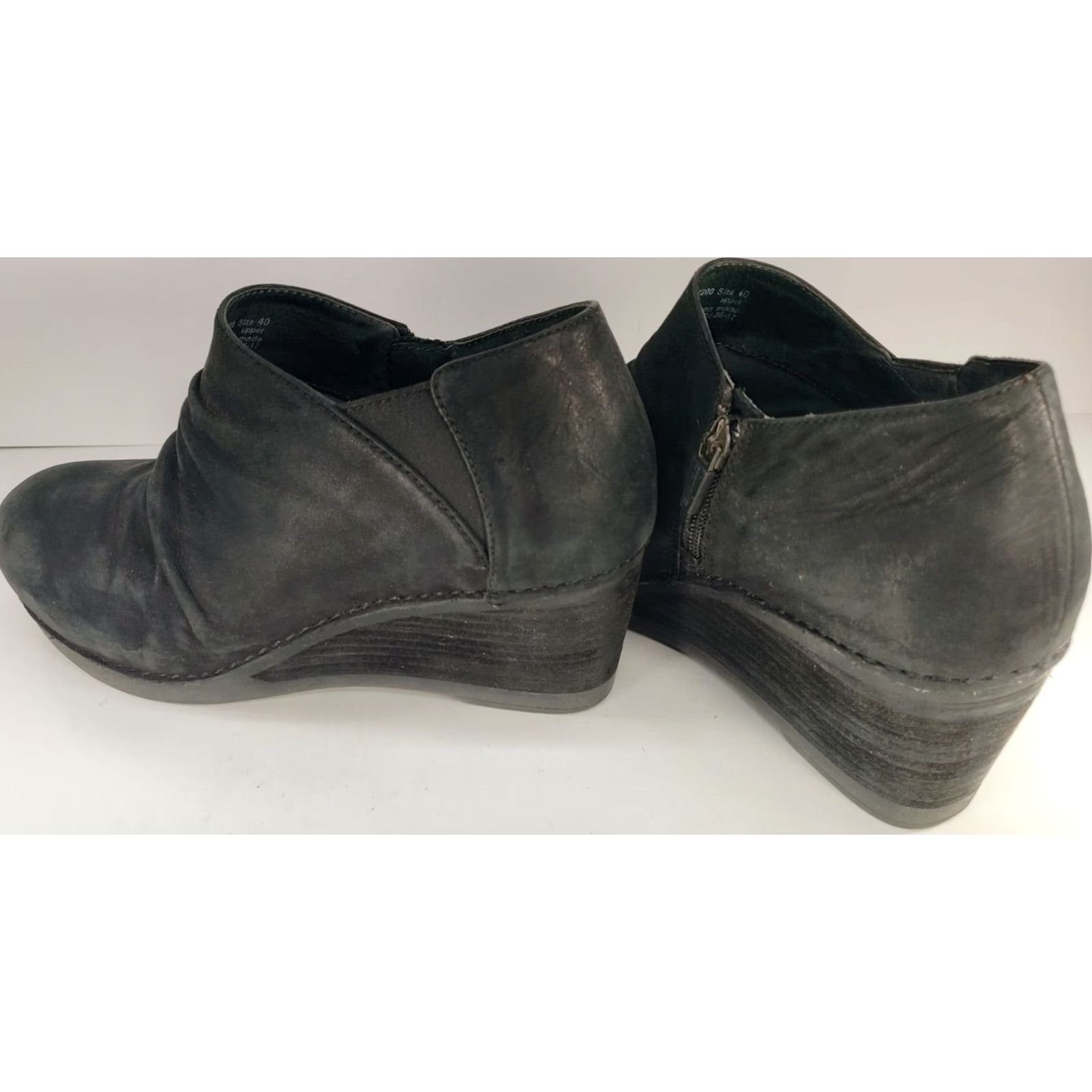 Dansko VINTAGE Dansko Sheena Nubuck Wedge Bootie Side Ankle Zip Women's Size 9M 40EU Black Size US 9 / IT 39 - 5 Thumbnail