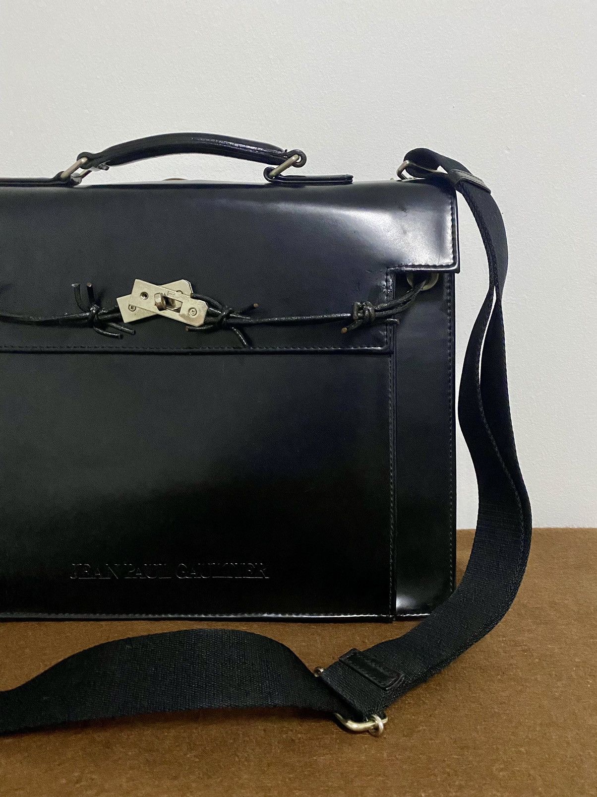Jean Paul Gaultier Rare 90s JPG Birkin Kelly Leather GothicBriefcase Bag Size ONE SIZE - 8 Thumbnail
