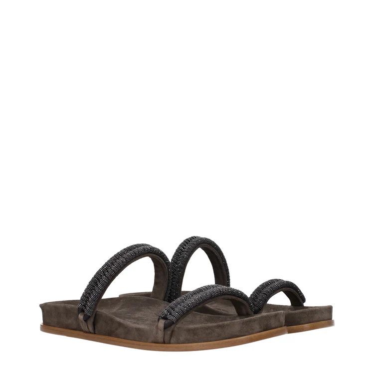 Brunello Cucinelli ob1o1e1024 Suede Slippers in Grey Size US 9 / IT 39 - 2 Thumbnail