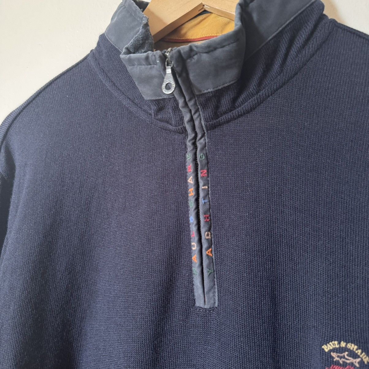 Paul & Shark × Paul Smith Paul & Shark collar spellout navy blue quarter-zip sweater Size US L / EU 52-54 / 3 - 3 Thumbnail