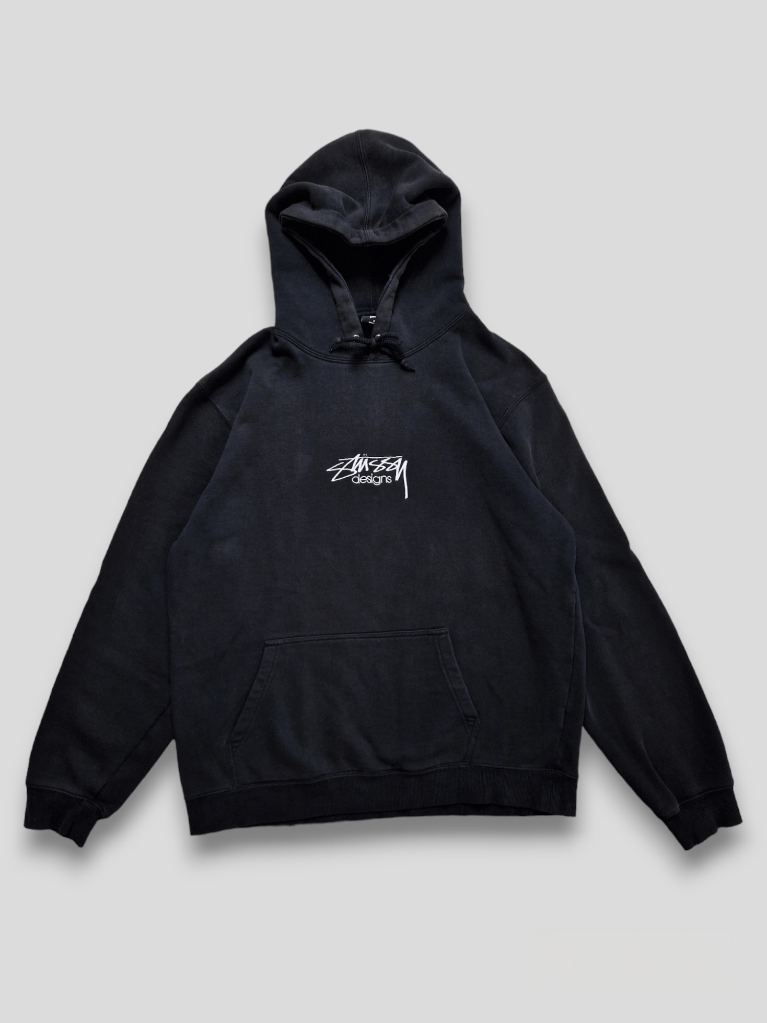 Image of Stussy Designs Black Logo Hoodie Y2K, Men's (Size XL)