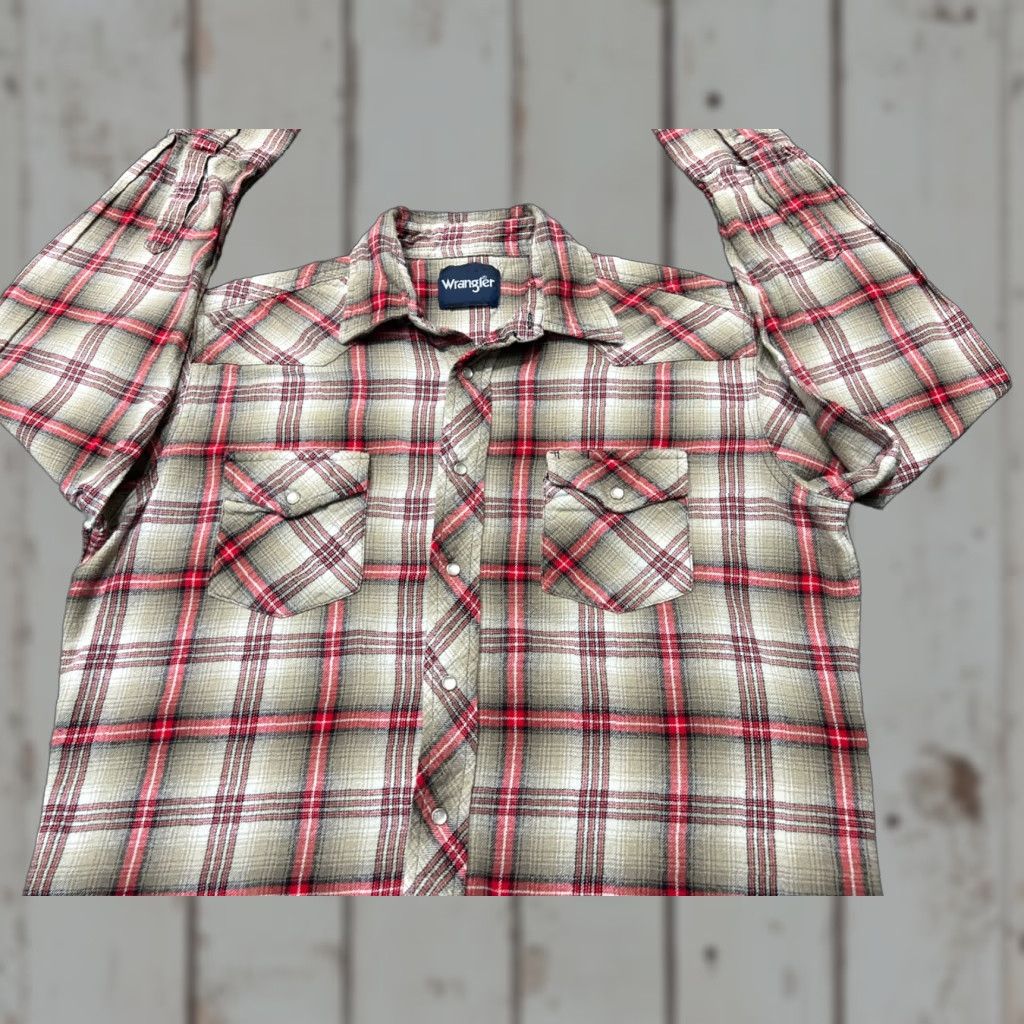Wrangler VINTAGE Wrangler Men’s Western Long Sleeve Shirt Pearl Snap L Flannel Size US L / EU 52-54 / 3 - 1 Thumbnail