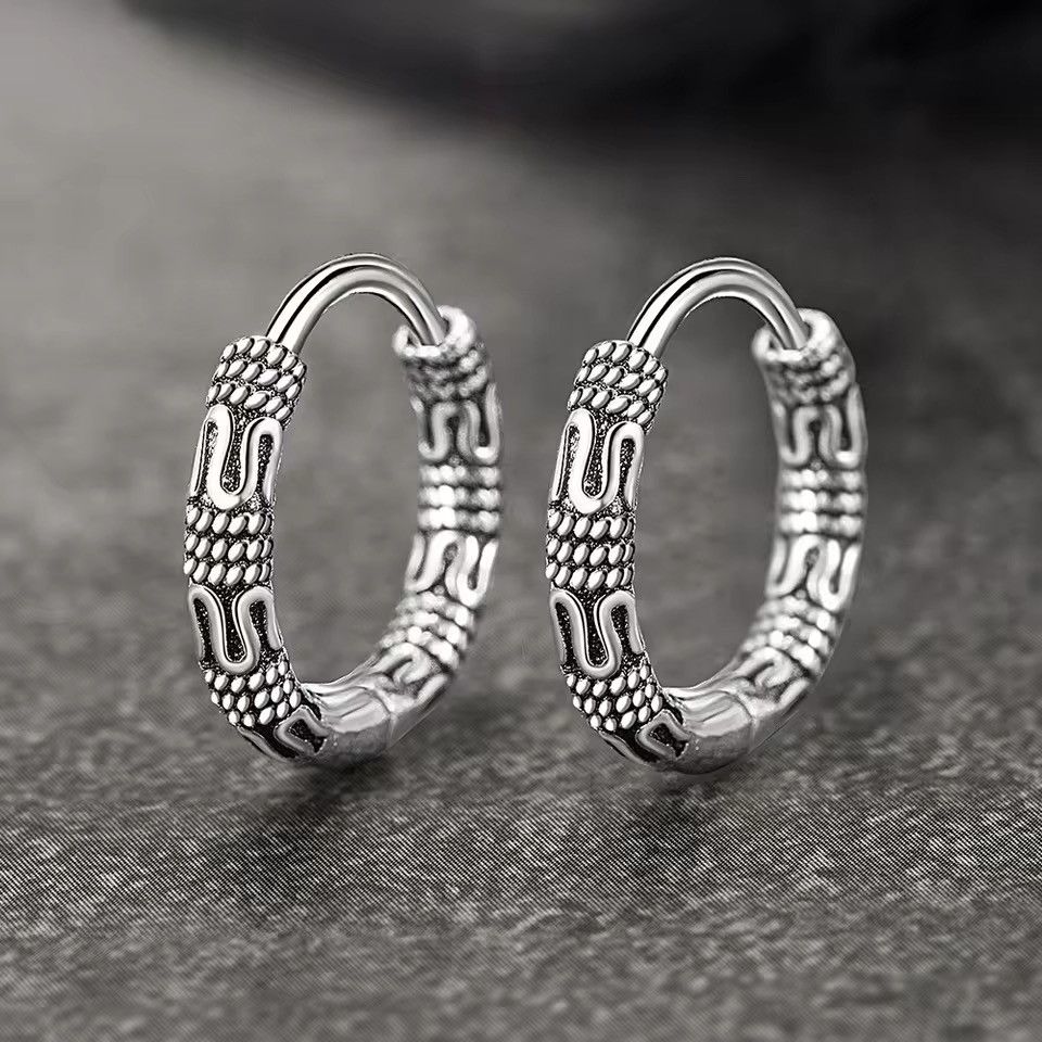 Jewelry × Vintage Retro pattern hoop earring Size ONE SIZE - 1 Thumbnail