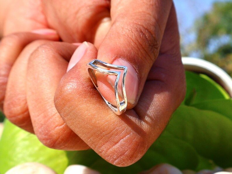 Handmade Handmade Chevron Ring, 925 Silver Ring, Unisex Gift For Her Size ONE SIZE - 6 Thumbnail