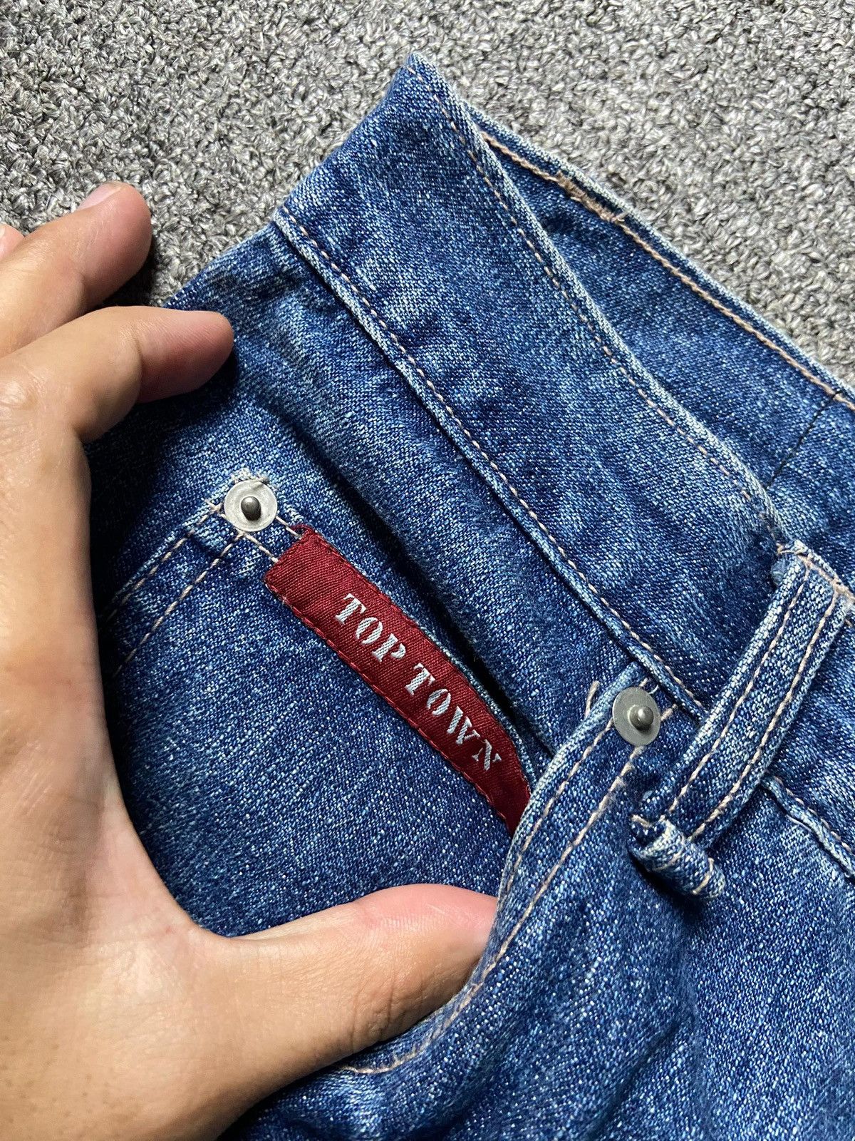 Japanese Brand Vintage Top Town Dragon Print Denim Jeans (162) Size US 32 / EU 48 - 3 Thumbnail