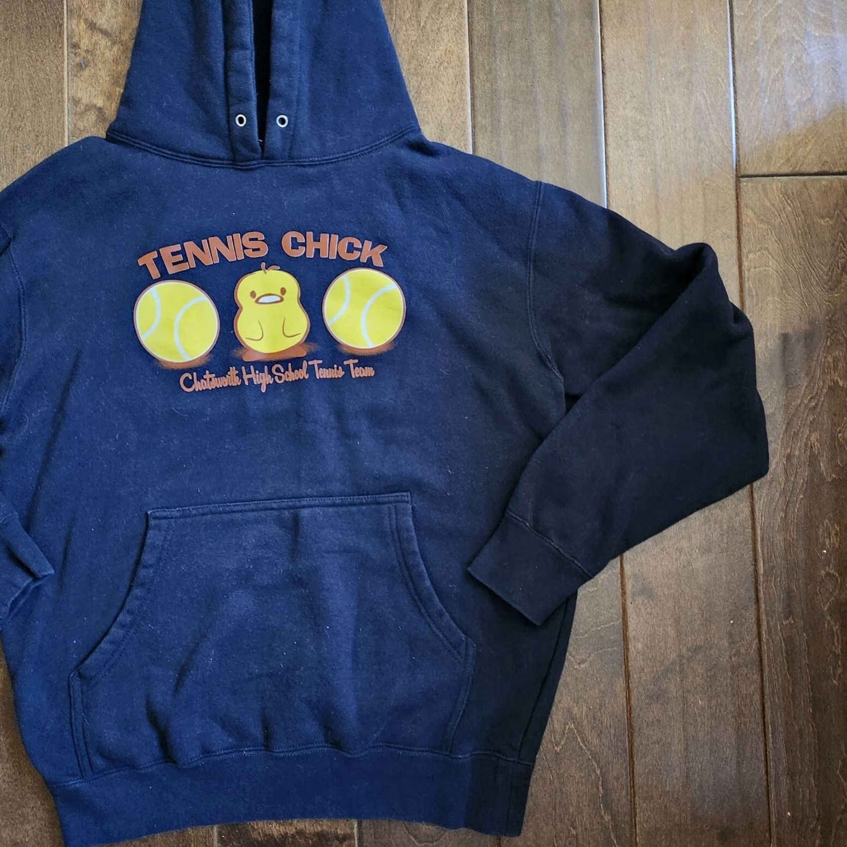 Vintage Chatsworth High School Tennis Team "Tennis Chick Jessica" Women's Junior Hoodie Sleeves Long Pullover S Blue Activewear College Teens Size S / US 4 / IT 40 - 3 Thumbnail