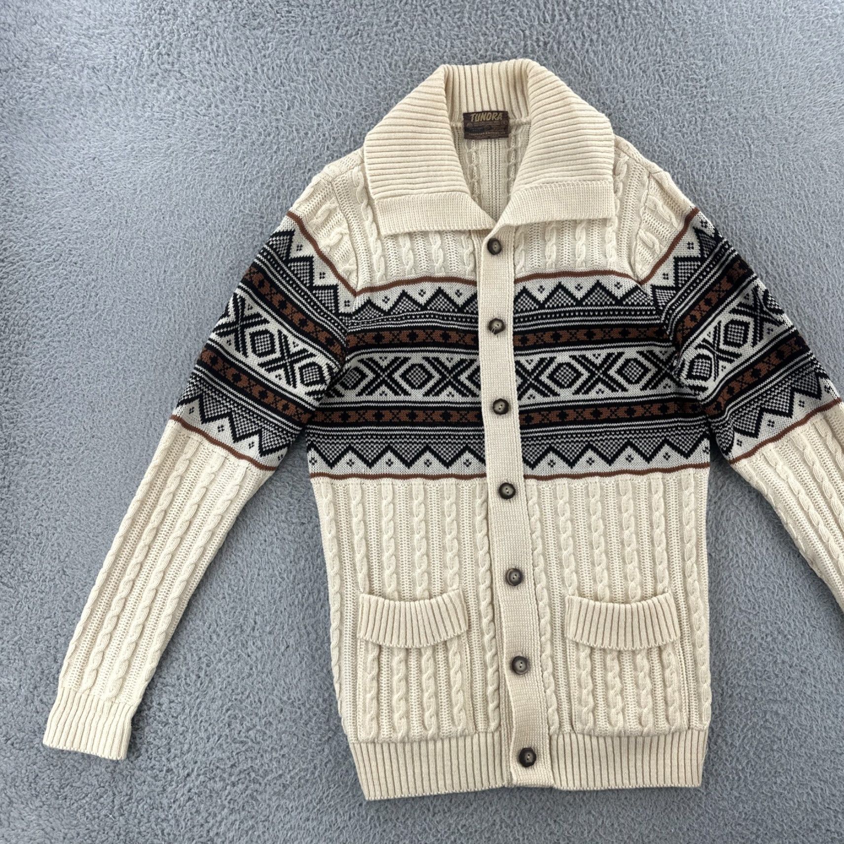 Vintage VINTAGE Tundra Mens Large Virgin Wool Button Up Cardigan Sweater Made In Canada Size US L / EU 52-54 / 3 - 3 Thumbnail