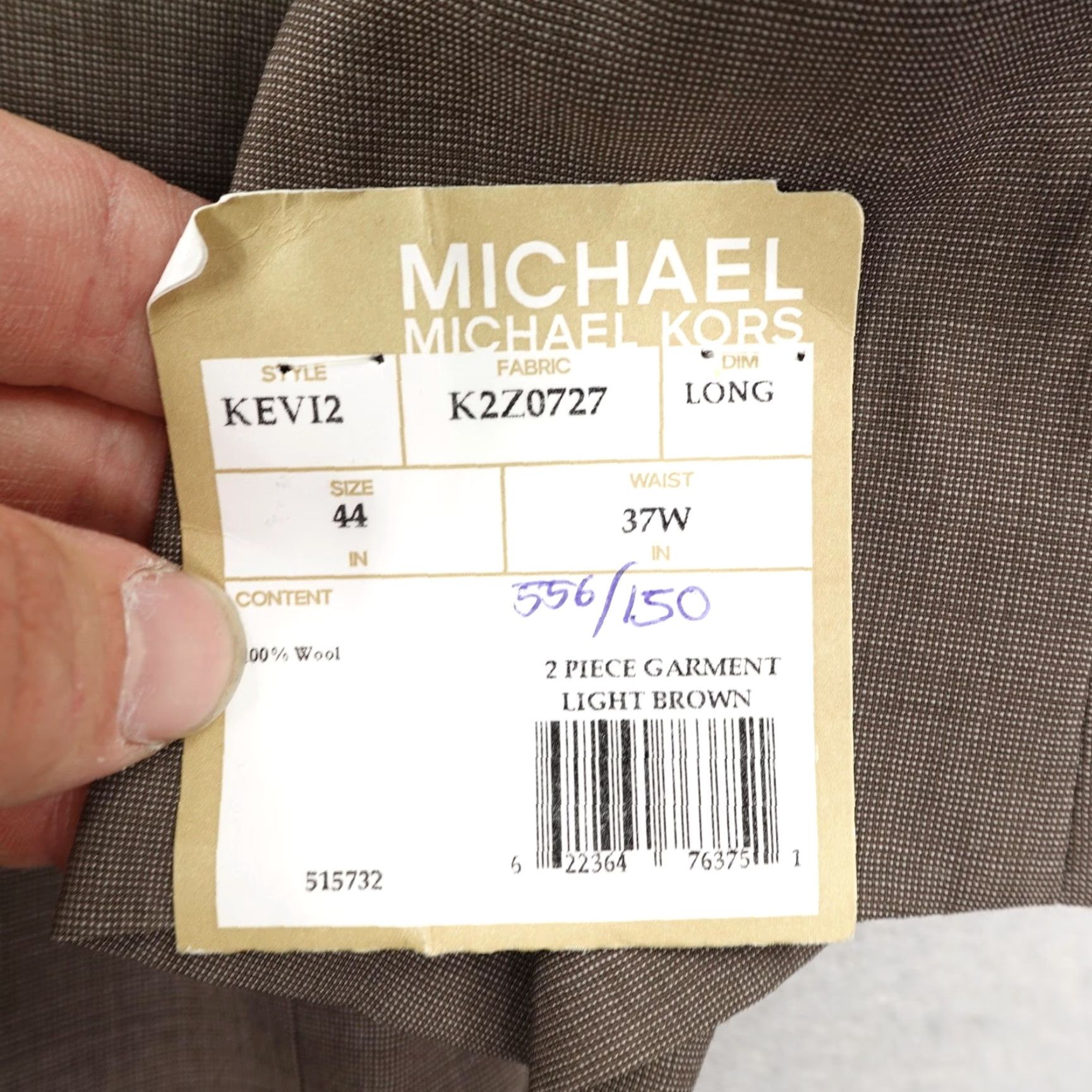 Michael Kors Michael Kors Men's Suit Jacket 44 Long Wool Light Brown Blazer Business Formal Wedding Size 44R - 6 Thumbnail